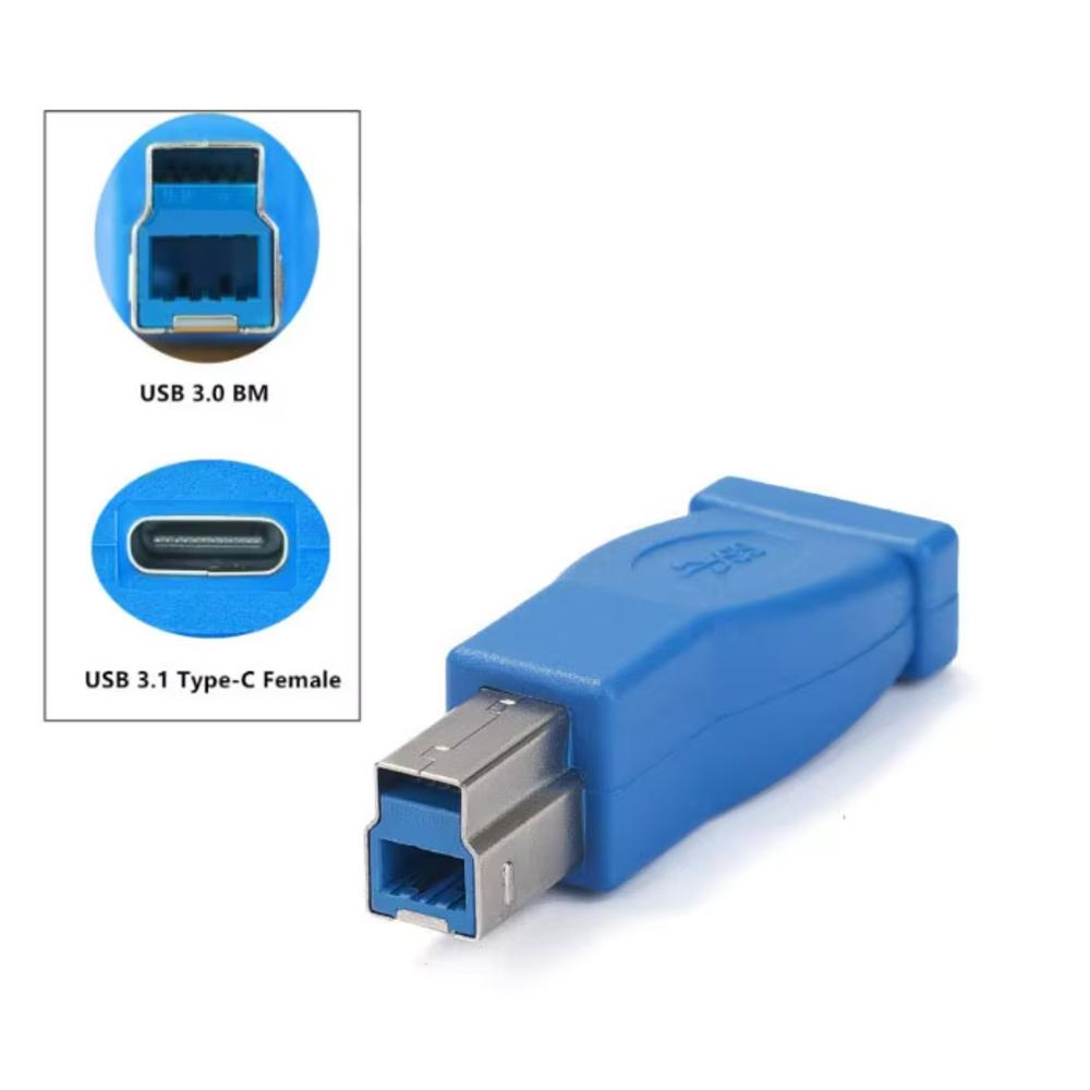USB Type C Female to USB3.0 B Male Data Transfer Adapter Converter for Printer Scanner External Hard Drive Laptop Connector