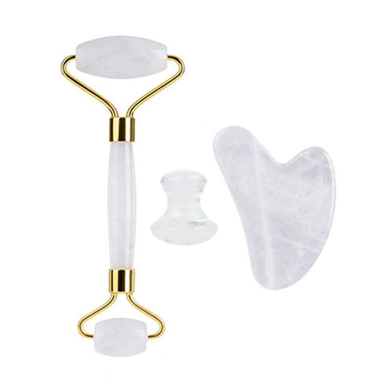 2/3/4pcs Natural Rose Quartz Obsidian Jade Roller Gua Sha Stone Set Gouache Scraper Facial Lifting Anti-Wrinkle Skin Care Tools