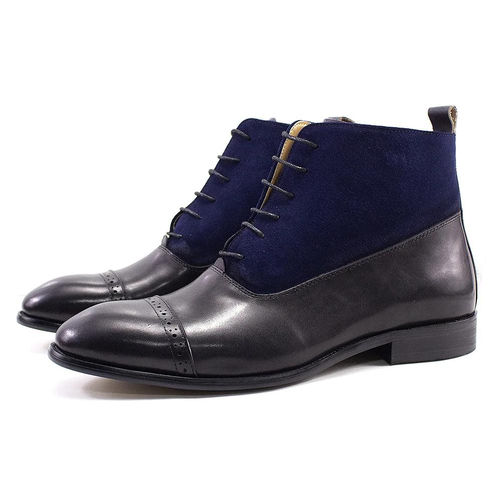 Классические мужские ботильоны из натуральной кожи ручной работы, пэчворк, на шнуровке, формальные, удобные, высококачественная модельная обувь