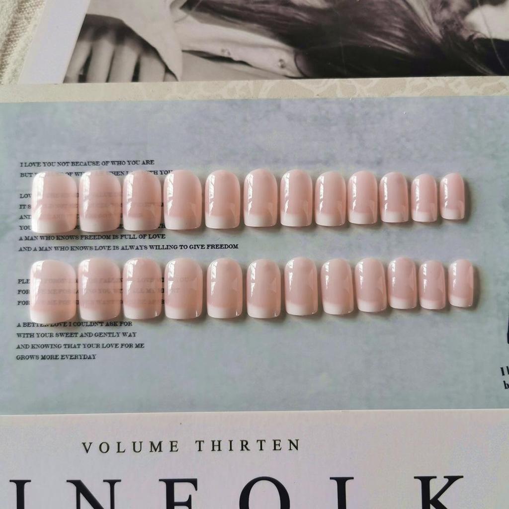 194 French Wearable Press-on Nail Tips - 24pcs Bridal UV Gel Removable False Nail Patches