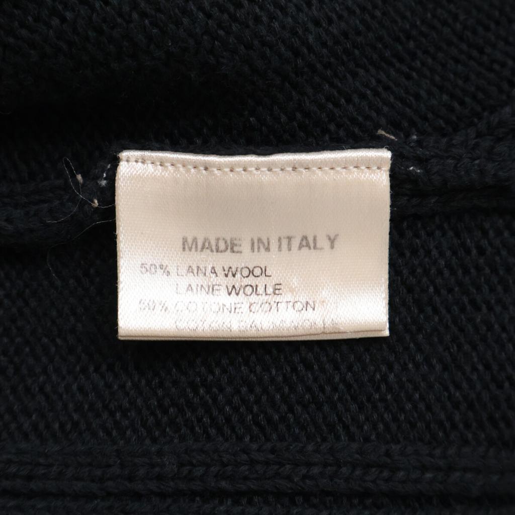 HERMES Driver's knit wool cotton tops L blackUsed
