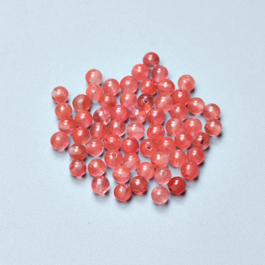 For Jewelry Making Beading Accessories Bracelets Round Watermelon Red Stone Handwork 60-20Pcs Natural Stone Loose Beads DIY Fashion 4-12mm  Beads