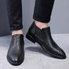 2023 Man Pointed Toe Leather Shoes Men's Dress Shoes Oxford Business Gentleman Flats Males Retro Chelsea Shoes