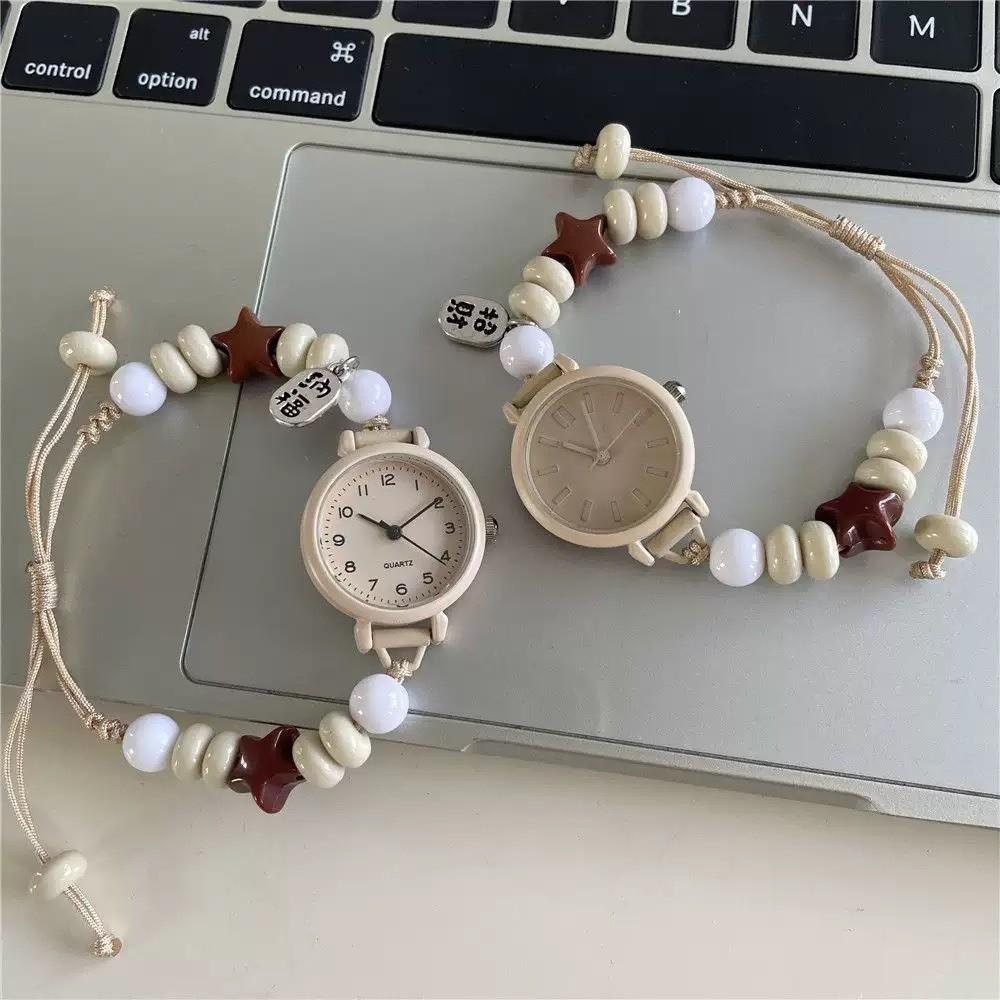 Woven Beaded Wristwatches Vintage Adjustable Hand Chain Literary Watch Bracelet Birthday