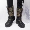 Мужские зимние теплые ботинки для снега, резиновые походные ботинки, камуфляжные сапоги до колена, водонепроницаемые, большого размера