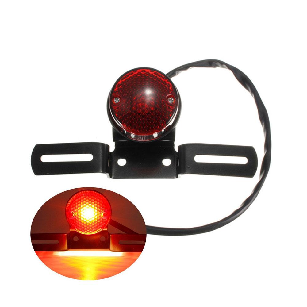 Motorcycle Retro Red Rear Tail Brake Stop Light Lamp W/ License Plate Mount for Harley Honda Suzuki Chopper Bobber