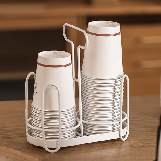 Disposable Cup Holder Paper Cup Dispenser Iron Art Durable Cup Storage Rack for Countertops Kitchen Coffee Stations Multifunctional Cup Organizer