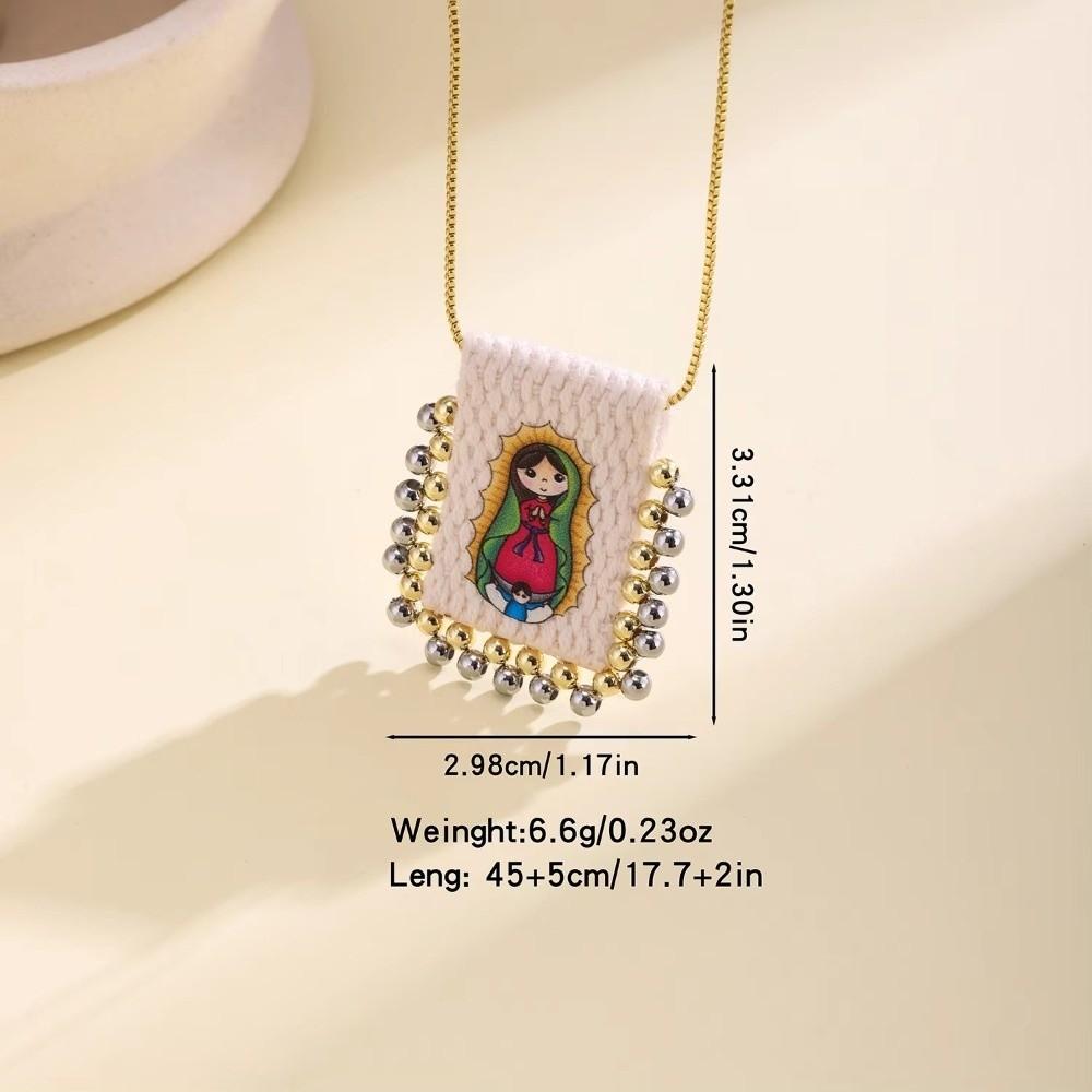 Cartoon Design Catholic Necklace Mini Size Virgin Mary Pendant Necklace for Men and Women
