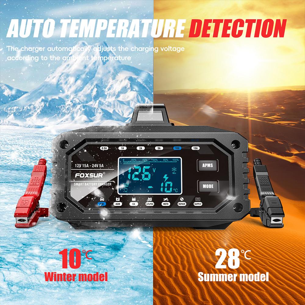 Protect Quick Charger Full Automatic 12V/24V Car Battery Charger Intelligent for Repair Car Maintainer Multiple Protections 300W LCD Display