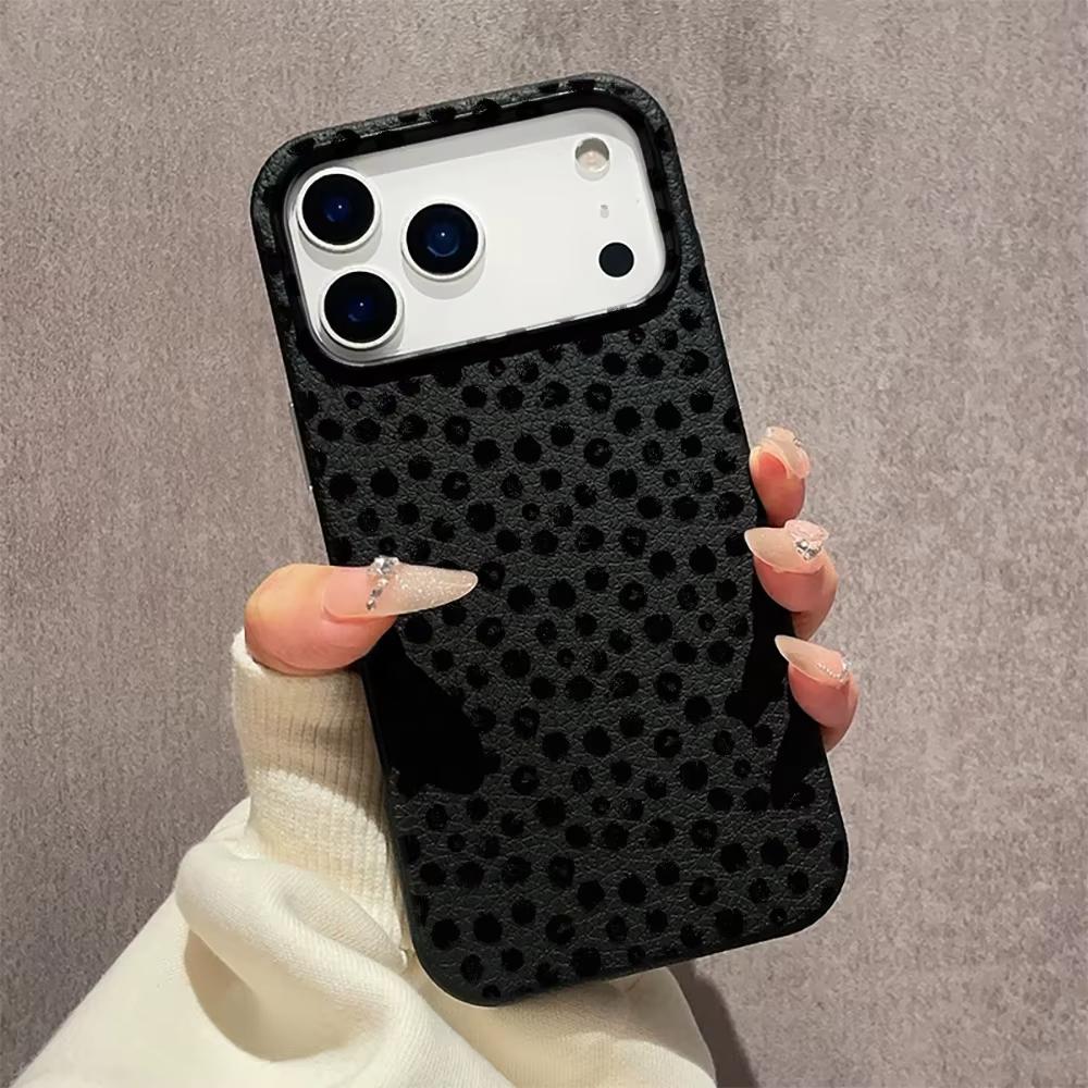 Черный Чехол Для Телефона Из Силикона В Горошек Для IPhone 17 Air 16 15 14 13 12 11 Pro Max 15 Pro 15 Plus 16e Ударопрочный Мягкий Чехол Из ТПУ
