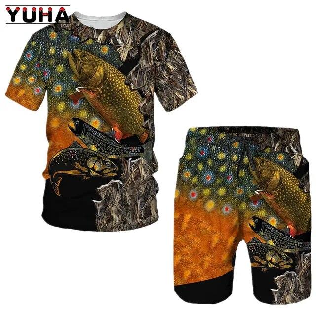Мужские летние шорты с рыбой, мужская одежда для охоты, кемпинга, 3d принт, спортивные бестселлеры, спортивные костюмы, спортивная одежда