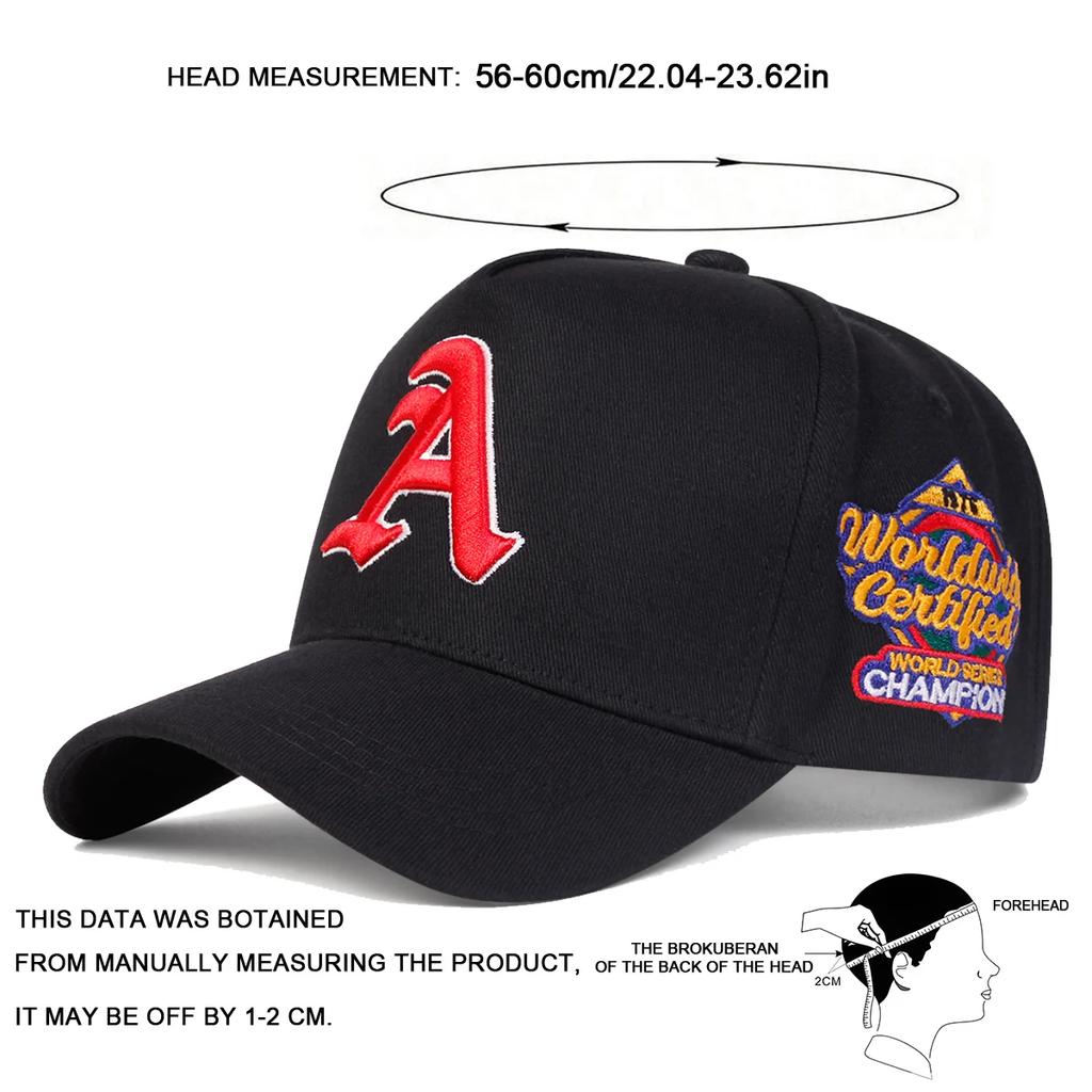 Unisex Gothic Letter A Embroidery Side Worldwide Baseball Caps Outdoor Adjustable Spring and Autumn Casual Sunscreen Hat