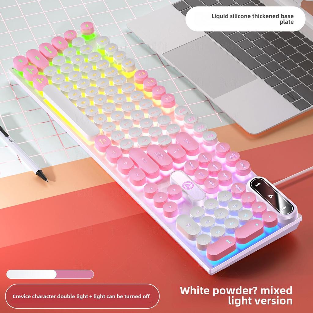 Проводная игровая клавиатура K600 с серебристой резьбой и колпачками в стиле панк