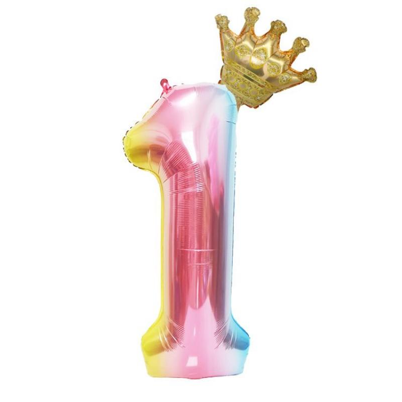 40-дюймовый градиентный шар с цифровой короной для украшения вечеринки в честь первого дня рождения ребенка