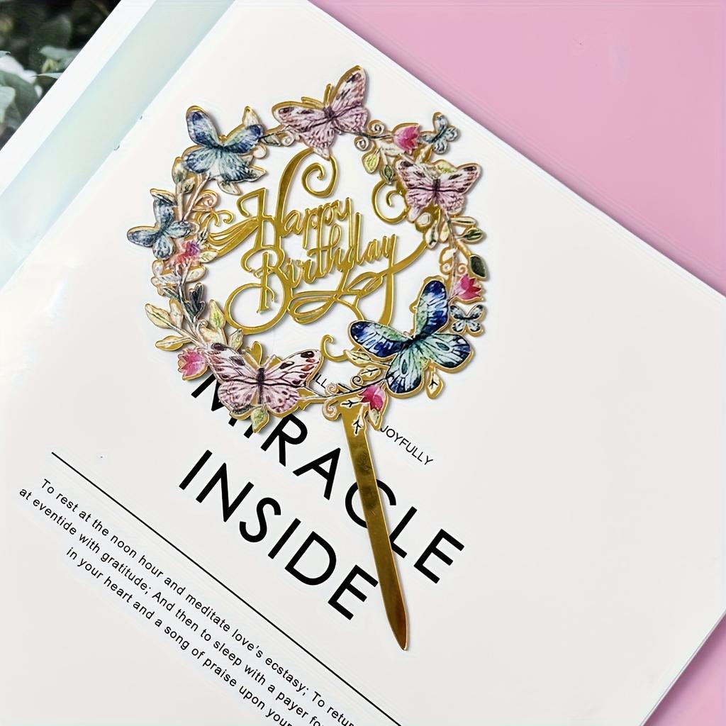 1 шт. - Вставка-топпер "С Днем Рождения" для украшения торта на вечеринку по случаю дня рождения