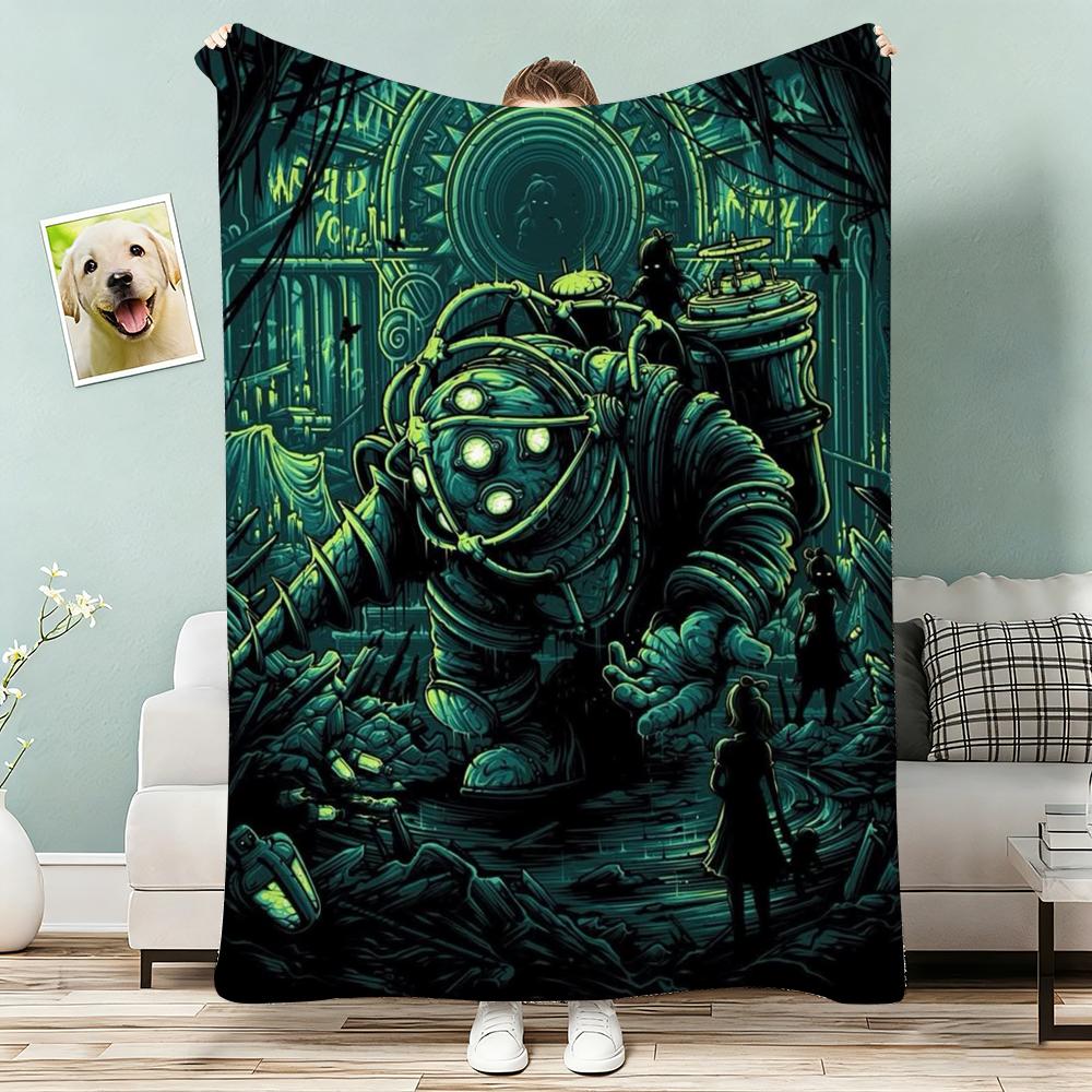 Bioshock Rapture Throw Lightweight 240g Flannel Blanket Soft Skin-friendly for Summer Cooling