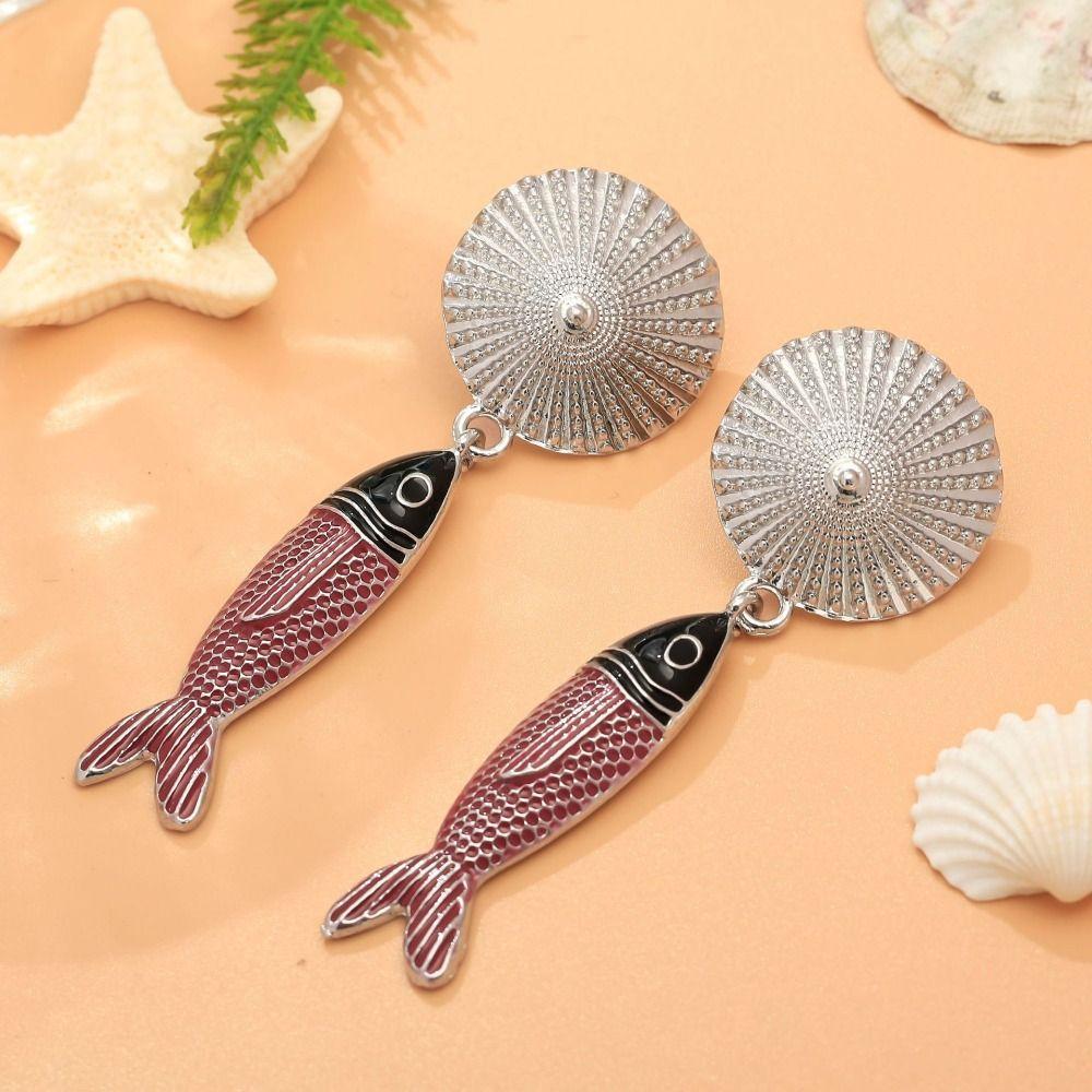 Korean Style Bohemian Dangle Earring Metal Animals Earrings Retro Fish Pendant Earrings  Beach