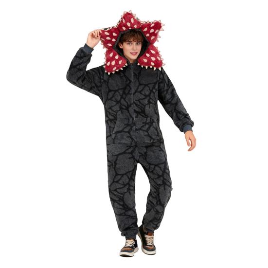 Winter Unisex Carnivorous Flower Onesie Pajamas Flannel One Piece Sleepwear Long Sleeve Hooded Christmas Pjs