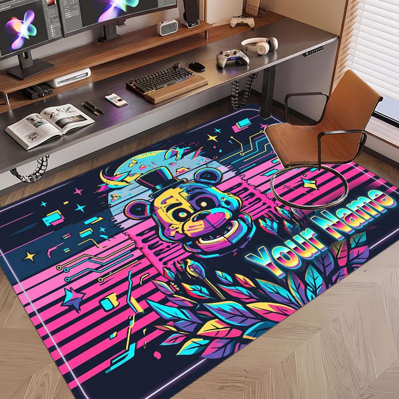 Custom Name Text Crystal Velvet Rug,Five Nights at Freddy’s Soft Plush Decorative Non Slip Floor Carpet