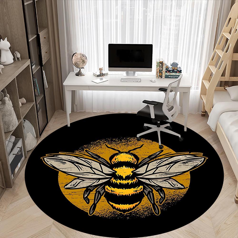 1pc Bee Honey Office Round Area Rug,  Mat Suitable For Office, Under Office Chairs Bedroom Living Room Home Decor, Room Deco