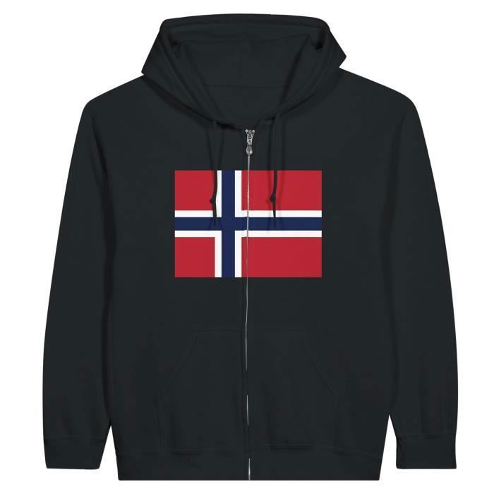 Sweat à capuche - PIXELFORMA - Drapeau de la Norvège - Noir - Polyester-Coton - Confort optimal