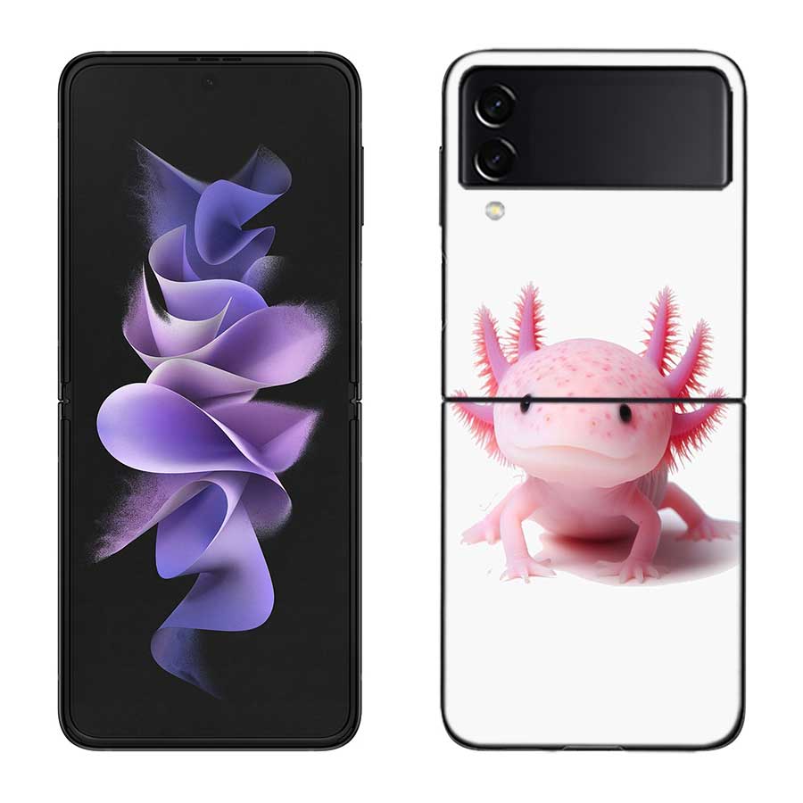 Чехол с улыбающейся саламандрой для Samsung Z Flip 7 6 5G Galaxy Z Flip 5 4 3 Черный Жесткий Чехол для Телефона Роскошная PC Оболочка Coque