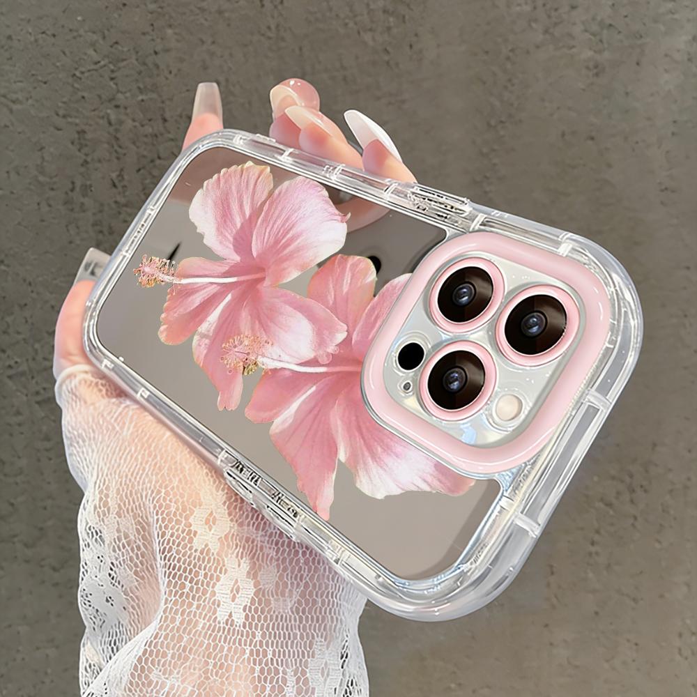 Романтичный чехол-зеркало с цветами персика для iPhone 17 Air 16 Pro Max 17 15 14 13 12 11 7 8 Plus XR XS Защитная задняя крышка