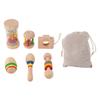 6 Pieces Wooden Baby Rattle Set with Handbell Shaker Rattles Sensory Training Easy Grasping