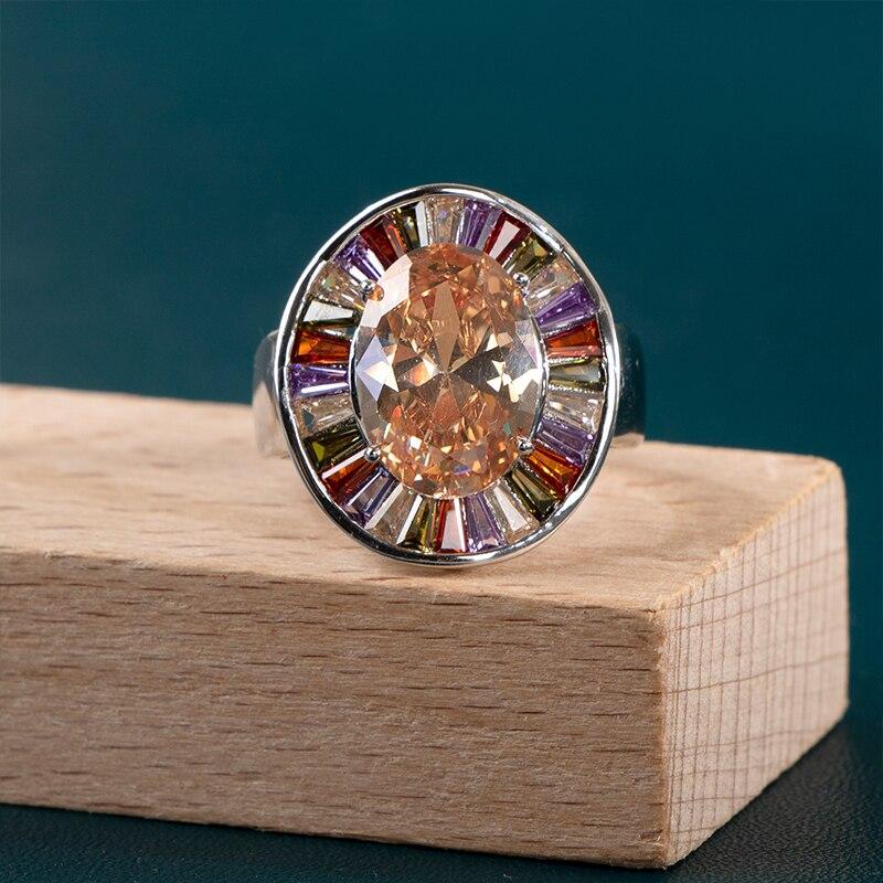 BELLA BOX Обручальное кольцо с драгоценным камнем для женщин, серебряное женское кольцо, преувеличенное серебряное украшение на руку, подарок на свадьбу, вечеринку