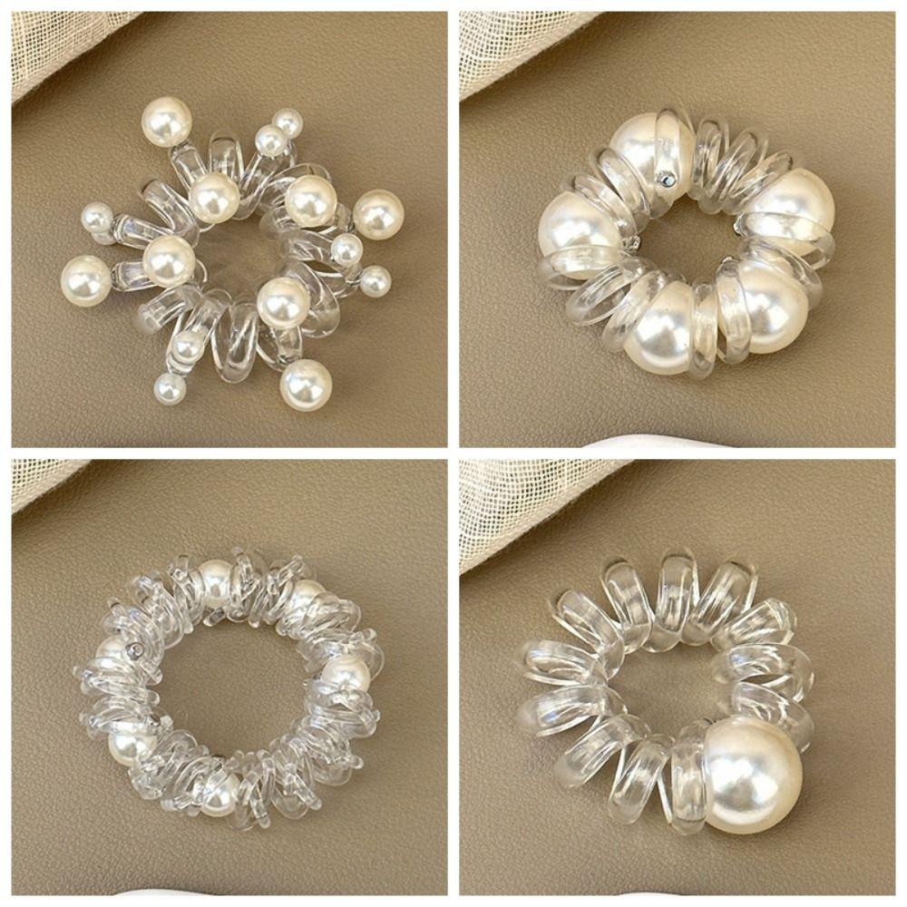 TPU телефонная линия веревка для волос эластичный жемчужный держатель для хвоста винтажное прозрачное кольцо для волос ежедневно