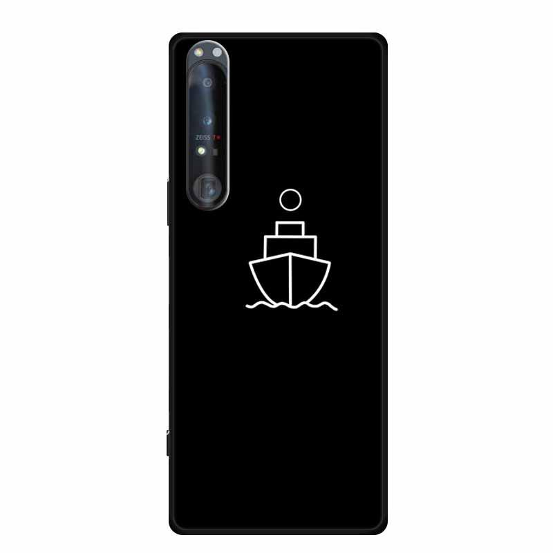 Чехол для телефона Sony 1 IV: Черный мягкий чехол из ТПУ с полым узором и простыми линиями