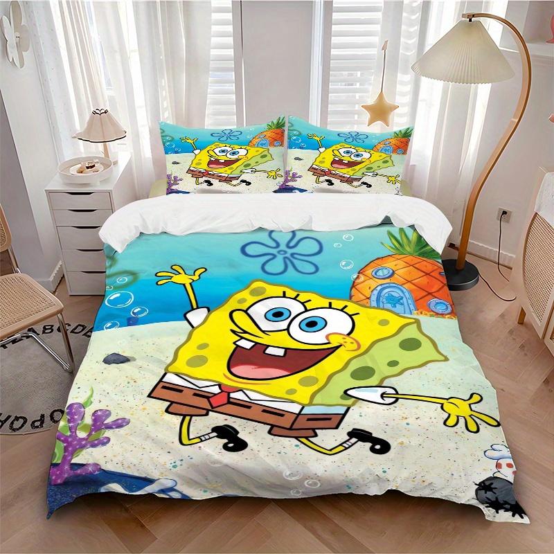 3pcs SpongeBob SquarePants Bedding Set - 1 Soft Quilt Cover + 2 Pillowcases, Machine Washable - Suitable for All Seasons, Perfect Gift for Family and