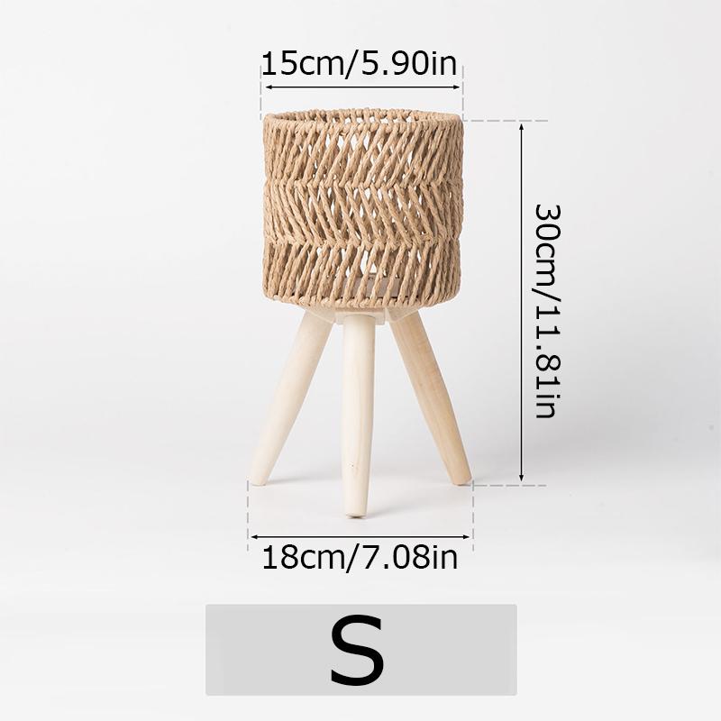 1 шт. Орнамент для дома из ротанга, кашпо для гостиной, твердая древесина, ручная работа, напольная полка из искусственного ротанга, много размеров