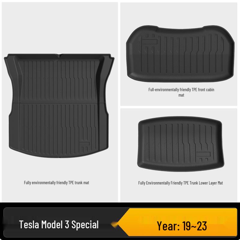 Всепогодные Эко-коврики из TPE для Tesla Model 3/Y (Обновленная модель) - Салон и Багажник