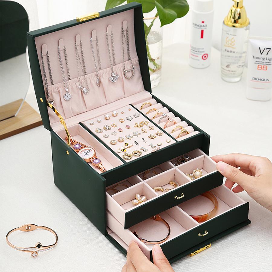 Lock Arch Three-layer Jewelry Box Drawer Style Jewelry Box, Earring Jewelry Storage Box Suitable for All Kinds of Jewelry Storage