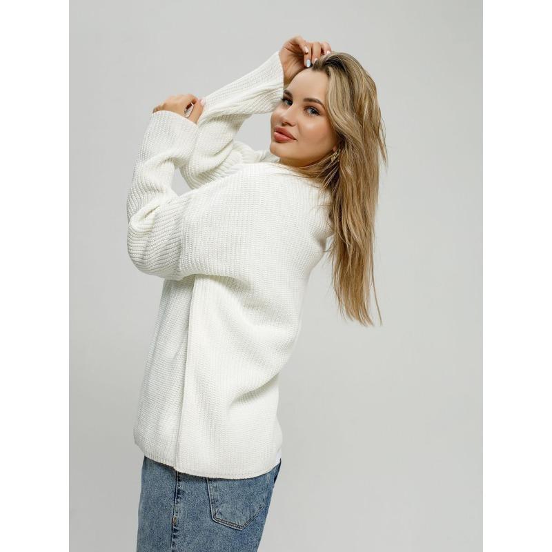 Женский осенне-зимний свитер с круглым вырезом, свободный вязаный свитер с длинными рукавами