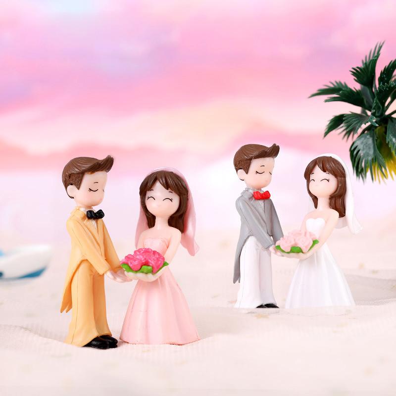 Bride Groom Lover Wedding Decoration Pvc Figure Craft Dollhouse Ornaments DIY Accessories Miniature Fairy Garden Decor