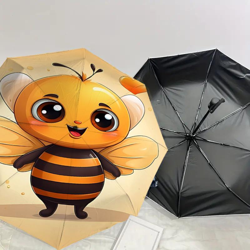 1PC Bee Heart Automatic Open/Close Umbrella with Windproof, 8-Rib Sturdy Canopy, Durable Ribs, Fashionable Design1290A