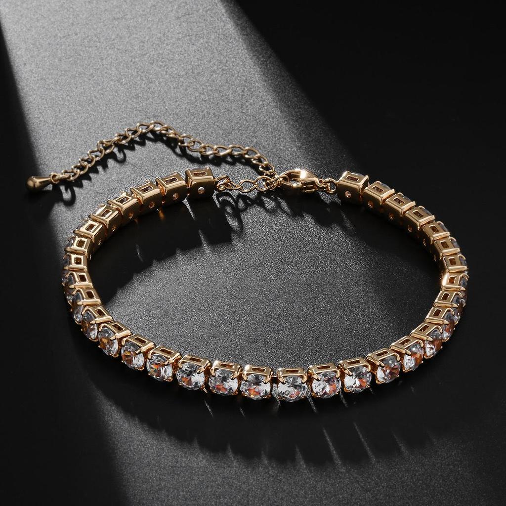 Теннисная цепочка Циркон Теннисный браслет: Унисекс 4-5 мм Европейская и американская мода, стиль хип-хоп