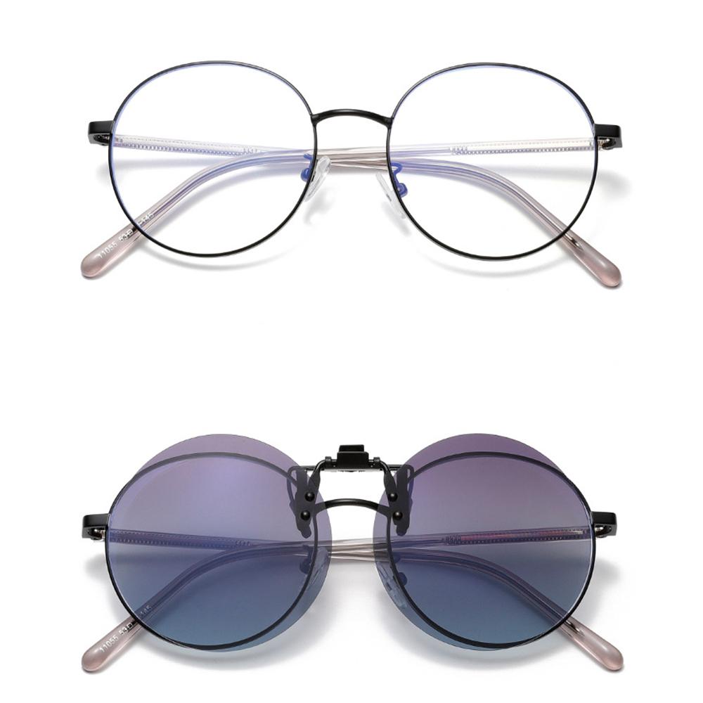 Round Clip On Sunglasses Unisex Polarized Clip On Lenses Rimless Clip On Sunglasses Photochromic For Driving Fashion Fishing