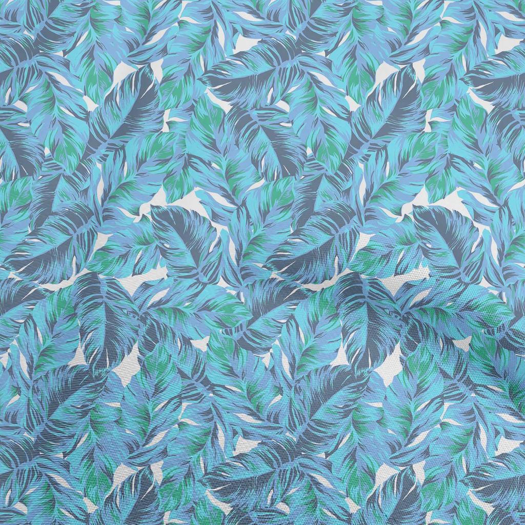 oneOone Cotton Flex Light Blue Fabric Tropical Leaf Dress Material Fabric Print Fabric By The Yard 40 Inch