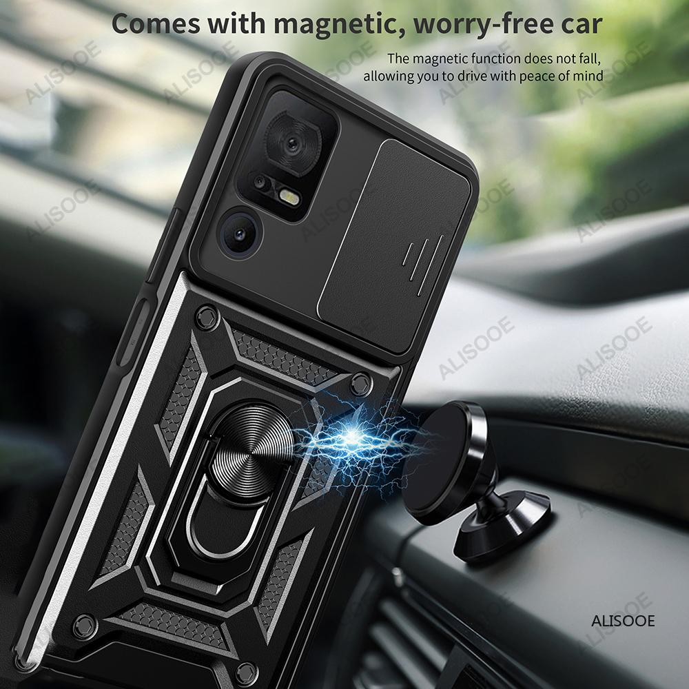 Бронированный чехол для TCL 40 SE, защитный чехол для объектива камеры, кольцо-подставка, чехол для держателя TCL 40 SE, чехол