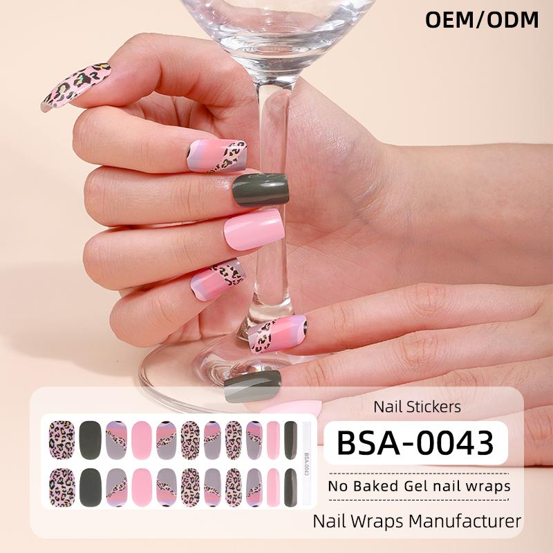 Hot Sale Autumn Winter Design Press-On 22 Gel Nail Wraps Strips No UV Lamp Free Baked Fully No Baked Cured Gel Nail Stickers