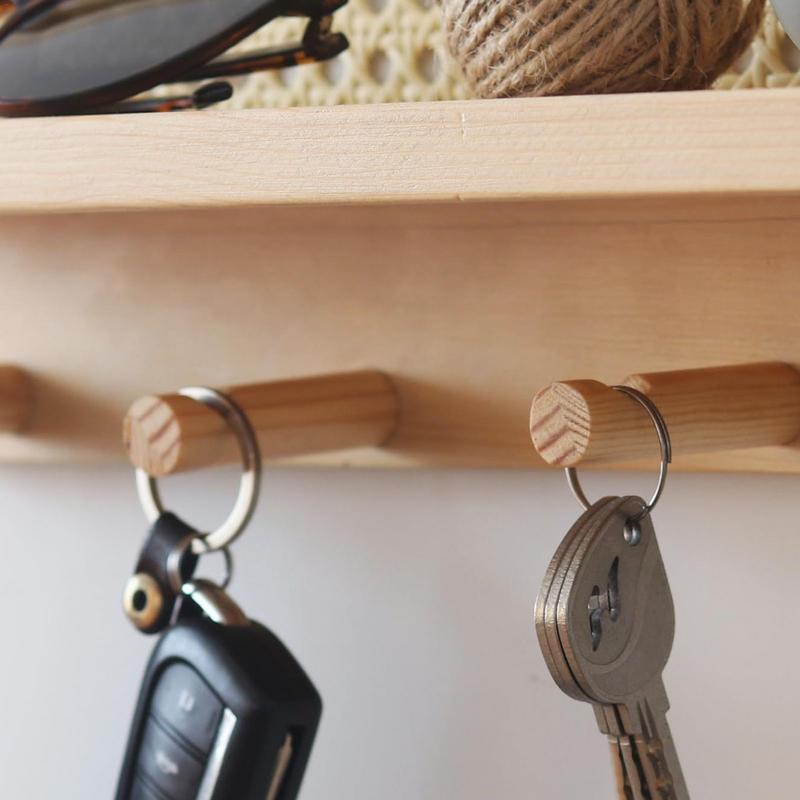 Плетеная настенная полка Подвесные деревянные полки в стиле бохо Настенный крючок Фермерский декор Деревенский настенный органайзер Книжные полки с крючками