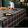 Christmas Tablecloth Fabric Art American Style Green Grid High-End Tablecloth Tea Table Tablecloth
