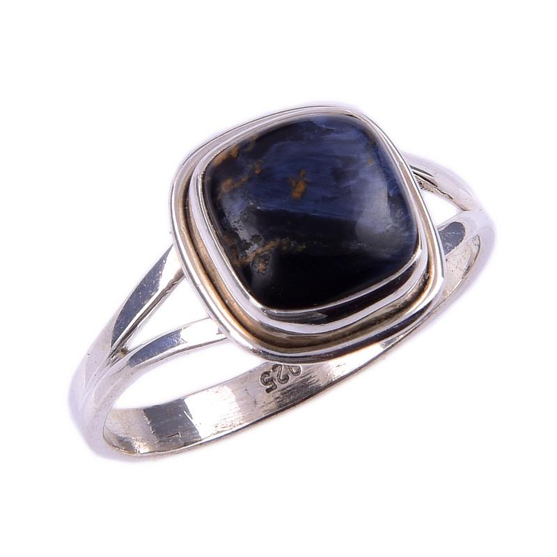 Кольцо из чистого серебра 925 пробы с натуральным драгоценным камнем Питерсит, размер 9, C3U52