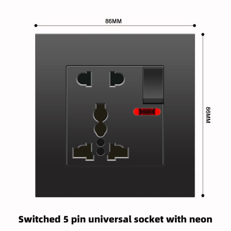Британская розетка 13А с быстрой зарядкой USB-C, версия для Гонконга и Макао, черная, квадратная, 3 отверстия, панель 86