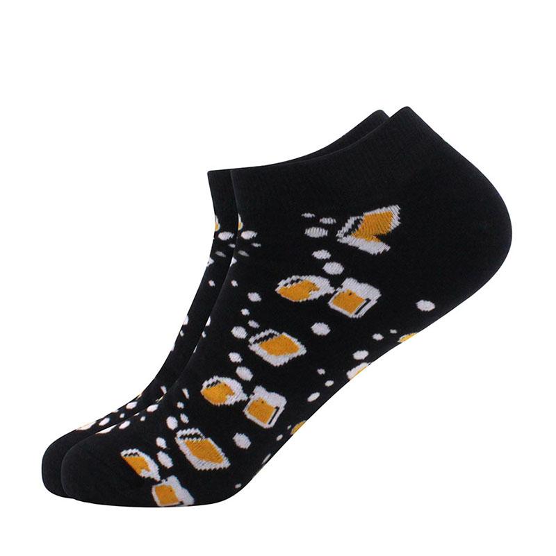 Men's Quality Business Ankle Socks Casual Novelty Graffiti Food Geometric Lattice Colorful Summer Happy Combed Cotton Short Sock