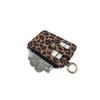 Женский модный милый мини-картхолдер с леопардовым принтом, компактный кошелек для монет со съемным кольцом для ключей, кошелек на молнии со слотами для карт для женщин