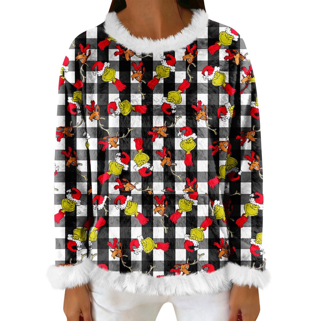 Женский повседневный флисовый свитшот с длинными рукавами и круглым вырезом, удобный, свободного кроя, легкий, фланелевый свитшот для женщин